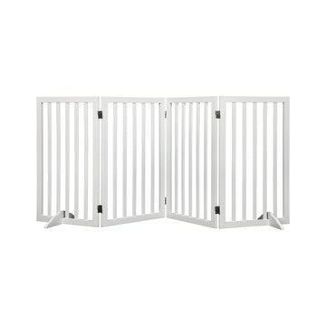 PaWz Wooden Pet Gate Dog Fence Safety Stair Barrier Security Door 4 Panel Large Petsleisure